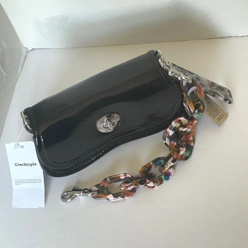 Coach Coachtopia Mini Wavy Dinky Bag CQ853 Black Patent Crossbody
